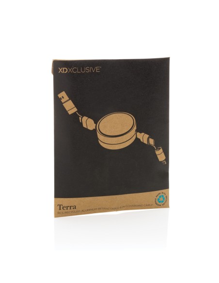 Cavo retrattile 6in1 45W in alluminio riciclato Terra RCS Cavo retrattile 6in1 45W in alluminio riciclato Terra RCS